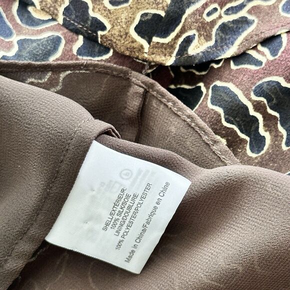 TORY BURCH 8 Whitfiels Abstract Animal Print chiffon Silk  Blouse mock neck - Picture 7 of 9